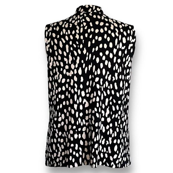Chicos Womens Mock Neck Tank Sz 1 8 10 Black Tan Animal Print Top Stretch Blouse - Picture 5 of 6